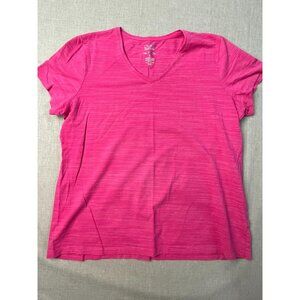 Croft & Barrow Women's Classic Tee XL Pink V-Neck Short Sleeve Shirt USED